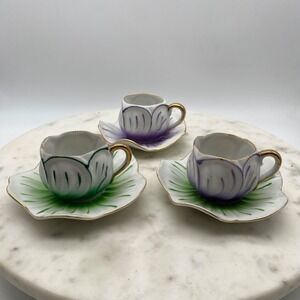 Vintage Kipp Ceramic‎ Occupied Japan Demitasse/Tea Cups & Saucers 6 Pieces